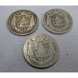 THREE 1836 WILLIAM IV HALFCROWNS