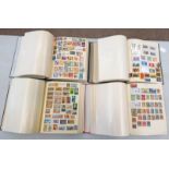 4 STAMP ALBUMS OF VARIOUS MINT AND USED STAMPS OF WORLDWIDE COUNTRIES BEGINNING M-Z TO INCLUDE USA,