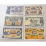 6 X £1 BANKNOTES OF VARIOUS SCOTTISH BANKS TO INCLUDE 1938 BRITISH LINEN BANK;