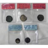 5 SCOTTISH COINS TO INCLUDE ROBERT III GROAT, JAMES VI TWOPENCE AND TWO SHILLING PIECE,