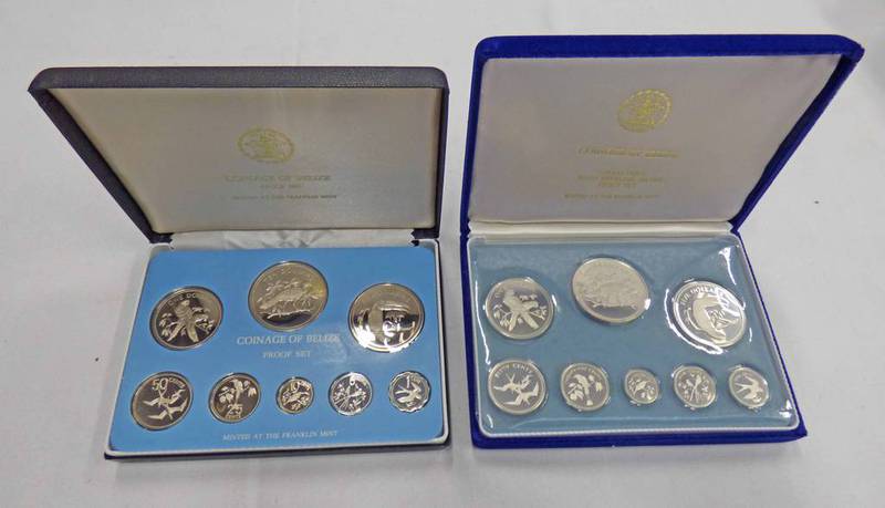 1974 AND 1977 BELIZE 8 COIN PROOF SETS IN CASE OF ISSUE WITH C.O.A.