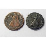 1675 CHARLES II FARTHING & 1717 GEORGE I FARTHING