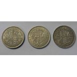 1936 GEORGE V HALFCROWN & TWO 1937 GEORGE VI HALFCROWNS,