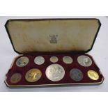 1953 ELIZABETH II CORONATION 10 COIN PROOF SET CROWN TO FARTHING IN CASE OF ISSUE