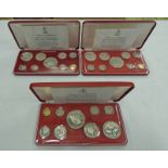 1874, 1975 AND 1976 BAHAMAS 9 COIN PROOF SETS, IN CASE OF ISSUE WITH C.O.A.