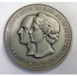 QEII & PHILLIP 1947-1972 'THE ROYAL ANNIVERSARY' SILVER MEDAL IN CASE OF ISSUE WITH C.O.