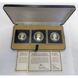 1980 TURKS & CAICOS ISLANDS SILVER PROOF 5, 10 & 20 CROWNS, 3 COIN SET IN CASE OF ISSUE WITH C.O.