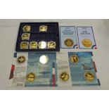 100TH ANNIVERSARY OF THE ROYAL AIR FORCE 24CT GOLD PLATED COMMEMORATIVE 6 MEDALLION SET,