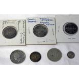 SELECTION OF VARIOUS UK SILVER COINS INCLUDING 1746 GEORGE II LIMA SHILLING,