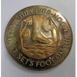 MAN FIRST SETS FOOT ON THE MOON JULY 1969 2.55OZ SILVER MEDAL, IN CASE OF ISSUE WITH C.O.
