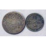 1696 WILLIAM III SIXPENCE AND 1723 GEORGE I SHILLING SSC