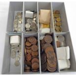 SELECTION OF VARIOUS UK COINAGE TO INCLUDE HALFCROWNS, FLORINS, THREEPENCES, SHILLINGS, PENNIES,