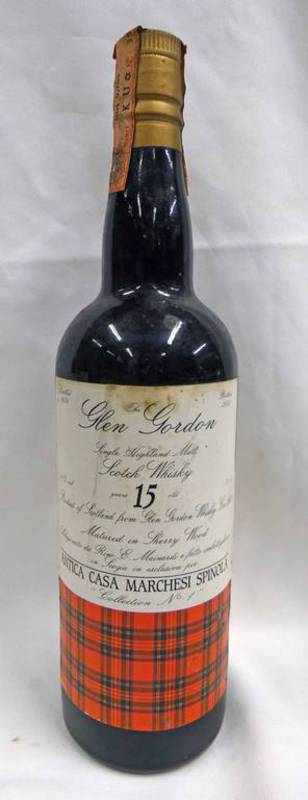 1 BOTTLE GLEN GORDON 15 YEAR OLD SINGLE HIGHLAND MALT WHISKY ANTICA CASA MARCHESI SPINOLA