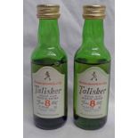 2 MINIATURES TALISKER 8 YEAR OLD SINGLE MALT WHISKY - 5CL, 45.