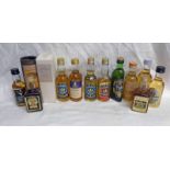 13 VARIOUS SINGLE MALT WHISKY MINIATURES TO INCLUDE GLEN GARIOCH 10 YEAR OLD ABERLOUR 10 YEAR OLD,