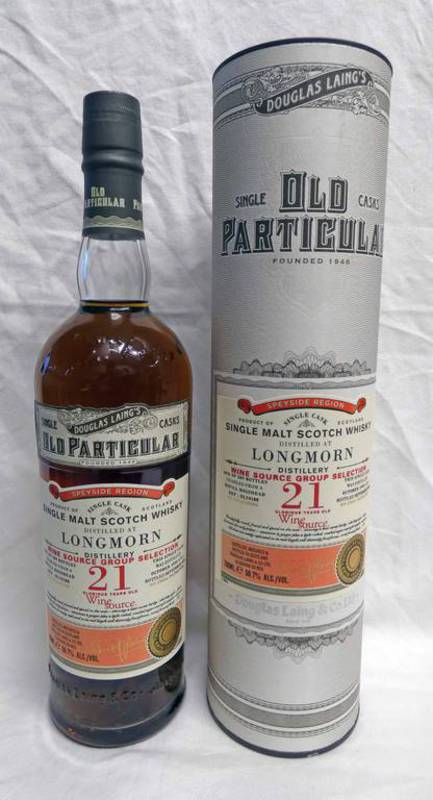 1 BOTTLE LONGMORN 21 YEAR OLD SINGLE MALT WHISKY, OLD PARTICULAR BOTTLING,