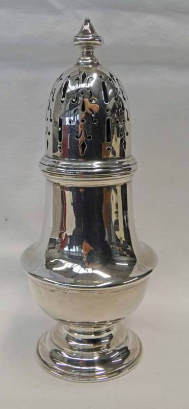 SCOTTISH SILVER SUGAR CASTER, MACKAY & CHISHOLM , EDINBURGH 1926 - 18CM TALL,