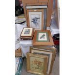 VARIOUS FRAMED PICTURES , PRINTS ETC TO INCLUDE A PICTURE BY ARTHUR HOGG, MAPS,