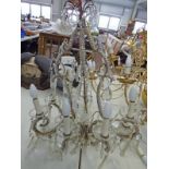 19TH CENTURY 9 BRANCH CENTRE LIGHT FITTING WITH CUT GLASS DROPS