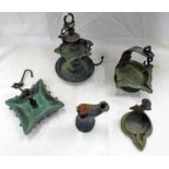 FIVE INDIAN OIL LAMPS FROM THE COLLECTION OF A LATE DIPLOMAT WHO SERVED IN INDIA AND SRI LANKA,