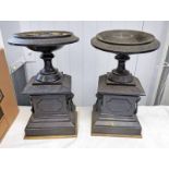PAIR OF EARLY 20TH CENTURY URNS WITH LION HEAD HANDLES,