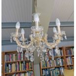 6 BRANCH CHANDELIER WITH GLASS DROPLET DECORATION Condition Report: Sold as seen.