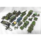 SELECTION OF PLAYWORN MILITARY RELATED MODEL VEHICLES FROM DINKY, CORGI,