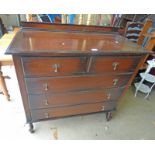 EARLY 20TH CENTURY OAK CHEST OF 2 SHORT OVER 3 LONG DRAWERS ON BARLEY TWIST SUPPORTS WIDTH 107CM