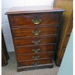 19TH CENTURY MAHOGANY 6 DRAWER CHEST ON BRACKET SUPPORTS - 61CM LONG