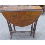 LATE 19TH CENTURY WALNUT SUTHERLAND TABLE ON TURNED SUPPORTS,