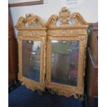PAIR OF 19TH CENTURY STYLE GILT FRAMED MIRRORS EACH WITH 2 CANDLESTICKS 131CM TALL