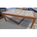 TEAK & TILE TOPPED COFFEE TABLE