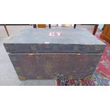 METAL BOUND PINE BOX WITH METAL LINED INTERIOR - 90CM LONG