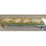 19TH CENTURY RECTANGULAR TAPESTRY TOPPED FOOTSTOOL ON CABRIOLE SUPPORTS Condition