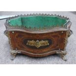 19TH CENTURY INLAID WALNUT SERPENTINE JARDINIERE WITH BRASS ORMOLU MOUNTS