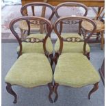 PAIR OF SET OF 4 19TH CENTURY OF WALNUT HAND CHAIRS WITH CABRIOLE SUPPORTS AND CARVED BELTED BACK