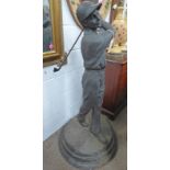 METAL GARDEN STATUE OF A GOLFER 128CM TALL