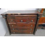 19TH CENTURY MAHOGANY CHEST OF 3 SHORT OVER 3 LONG DRAWERS WITH TURNED COLUMNS 107 CM TALL