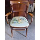 BENTWOOD ARMCHAIR WITH TAPESTRY SEAT