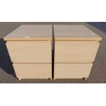 PAIR OF BEECH BEDSIDE 2 DRAWER CHESTS WIDTH 41CM