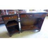 20TH CENTURY MAHOGANY SIDE CHEST WITH 2 DRAWERS OVER SHELF WIDTH 68CM AND 20TH CENTURY MAHOGANY BED