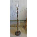 OAK STANDARD LAMP WITH BARLEY TWIST ON ROUND BASE HEIGHT 152CM