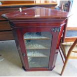 MAHOGANY CORNER CABINET WITH GLASS PANEL DOOR WIDTH 66CM