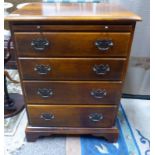 MAHOGANY CHEST OF 4 DRAWERS ON BRACKET SUPPORTS WITH BRUSH SLIDE - LATE 20TH CENTURY 70 CM TALL