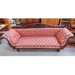 19TH CENTURY MAHOGANY ROLL-ARM SETTEE Condition Report: The dimensions for this lot