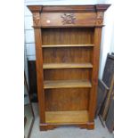 MAHOGANY OPEN BOOKCASE WITH CARVED DECORATION - 97CM LONG