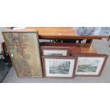SET OF 6 FRAMED HAND COLOURED AQUATINT'S HUNTING SCENES BY FRANCIS CALCROFT TURNER - 26 X 35CM &