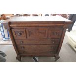 19TH CENTURY MAHOGANY OGEE CHEST OF ONE LONG DRAWER OVER WITH THREE SHORT DRAWERS OVER THREE LONG