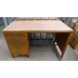 OAK DESK WITH 5 DRAWERS