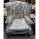 WINGBACK ARMCHAIR ON QUEEN ANNE SUPPORTS
